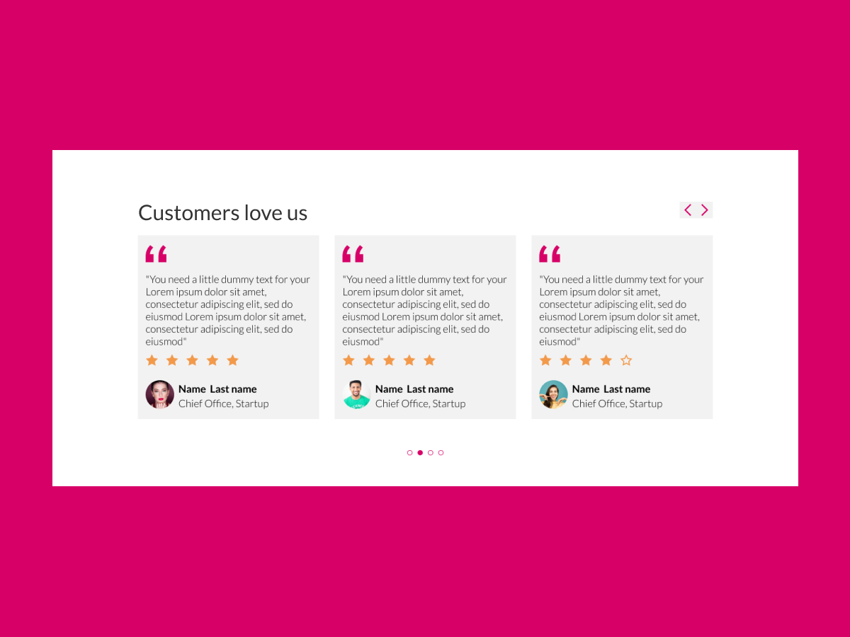 Testimonials layout for a website